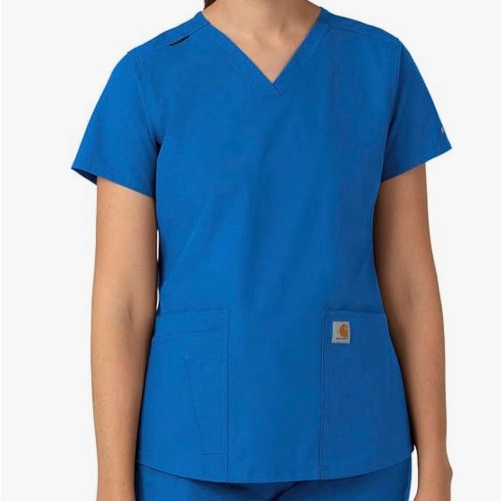 Carhartt Women's V-Neck Blue Scrub Top